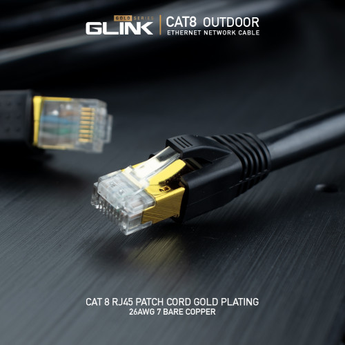 GLINK สายแลน สำเร็จรูปพร้อมใช้งาน10เมตร CAT8 ความเร็วสูง 40Gbps แบบ OUTDOOR(สามารถใช้ภายในได้ด้วย)