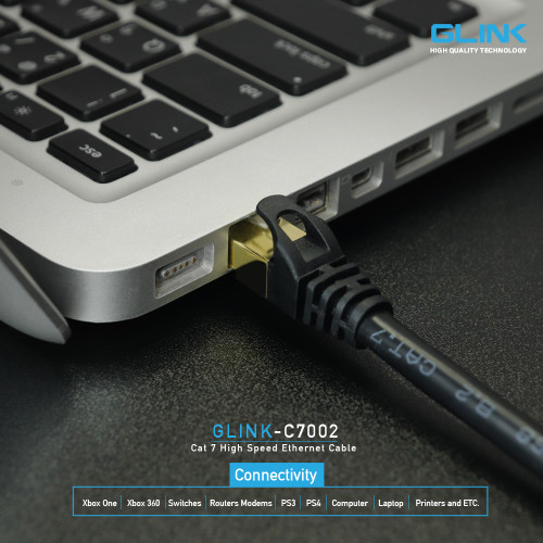 Glink Cable Lan Cat7 Outdoor Ethernet Network 10Gps สายแลนสำเร็จรูปพร้อมใช้งาน 3M ออกใบกำกับภาษีได้