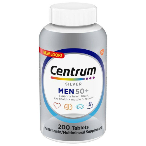Centrum Silver Mens 50 Plus Multivitamin With Vitamin B & D3 Vitamin B, C, D3 & E ขวด 200 เม็ด