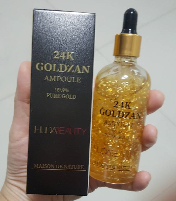 Huda beauty 24K GOLDZAN AMPOULE PURE GOLD 100ml. งานเกรดดีเยี่ยมทองเยอะภาพถ่ายจากสินค้าจริงค่ะ