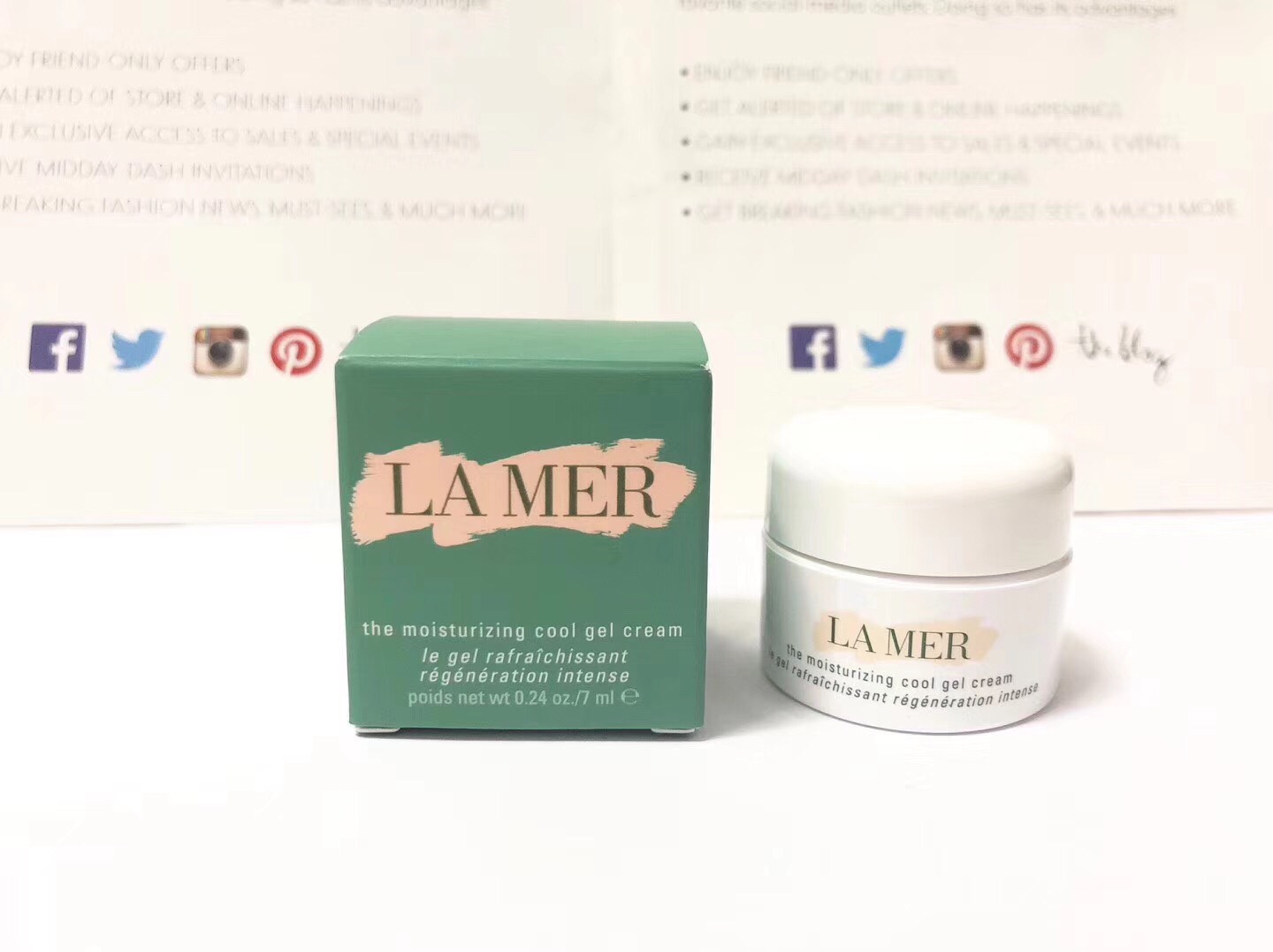 LA MER the moisturizing cool gel cream 7ml. (ขนาดทดลอง)ครีมเนื้อเจลเย็นสดชื่น