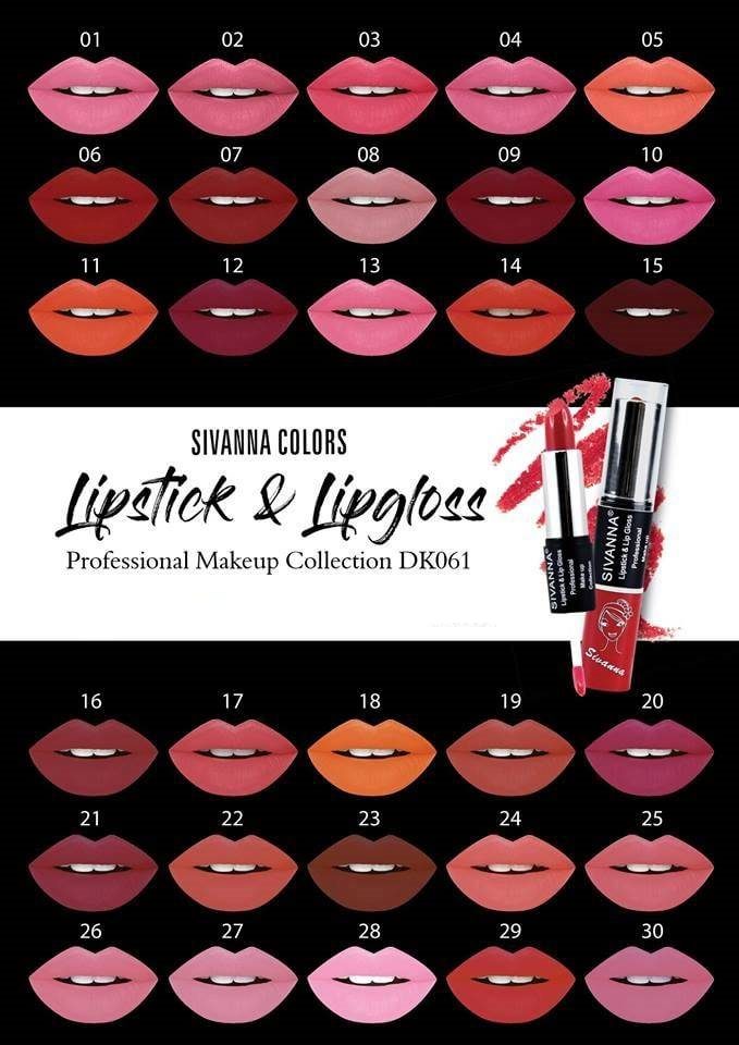 Sivanna lipstick+lipgloss DK061 ลิปสติก+ลิปกรอส มีหลายเฉดสีให้เลือกยอดนิยม 1