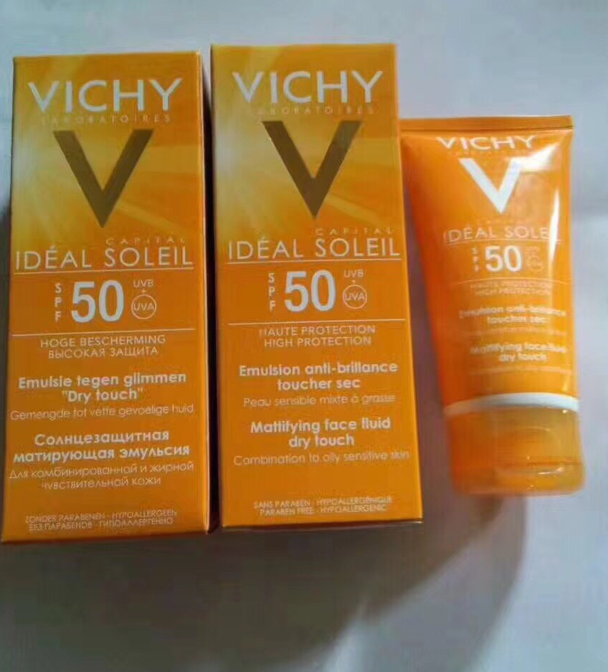Vichy Ideal Capital Soleil Dry Touch SPF 50 PA++++ 50ml. ผลิตภัณฑ์กันแดดเนื้อครีมมีส่วนผสมน้ำแร่