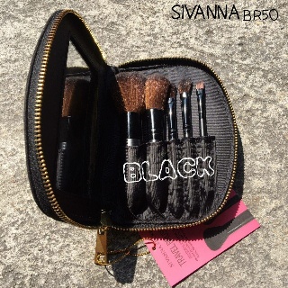 กระเป๋าแปรง Sivanna Secret  5 ชิ้น มีกระจกในตัว ของแท้ มี 2 สีให้เลือกดำ,ชมพู 1