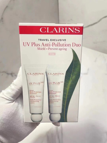 CLARINS UV PLUS Anti-Pollution Translucent duo exculsive set ROSE 50ml.×2 (แพคคูู่)ราคาปรับใหม่ 1