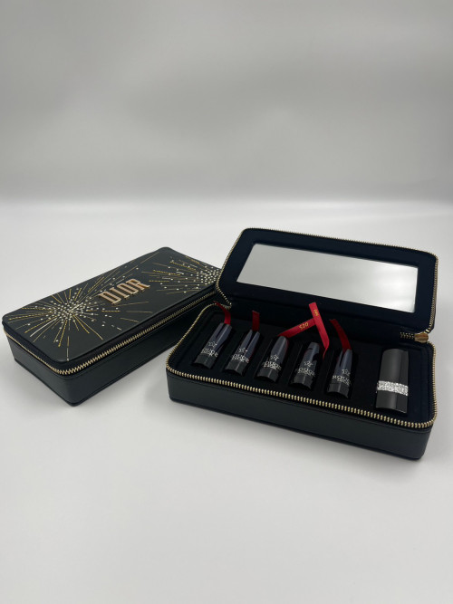 DIOR Golden Nights Rouge Refillable Lipstick Set เซตลิปสติกมินิ 5 แท่งกับขนาดปกติ 1 พร้อมกระเป๋าครัช 2