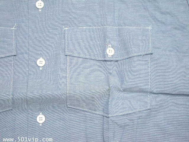 New shirt Chambray Dickies แขนยาว USA ปี 1980 ไซส XL หรือ 17 .5 2