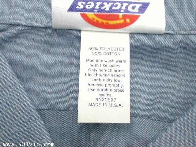 New shirt Chambray Dickies แขนยาว USA ปี 1980 ไซส XL หรือ 17 .5 4
