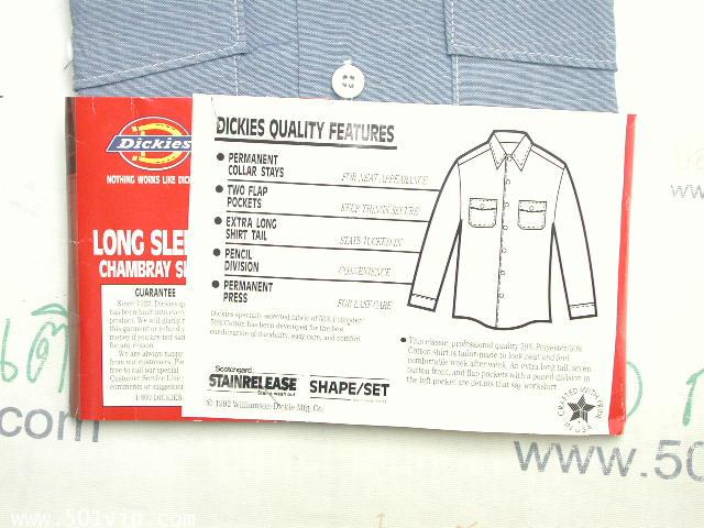 New shirt Chambray Dickies แขนยาว USA ปี 1980 ไซส XL หรือ 17 .5 7