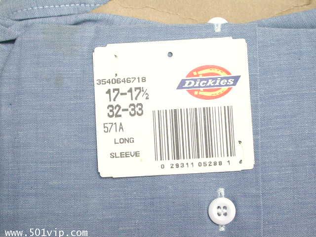 New shirt Chambray Dickies แขนยาว USA ปี 1980 ไซส XL หรือ 17 .5 9