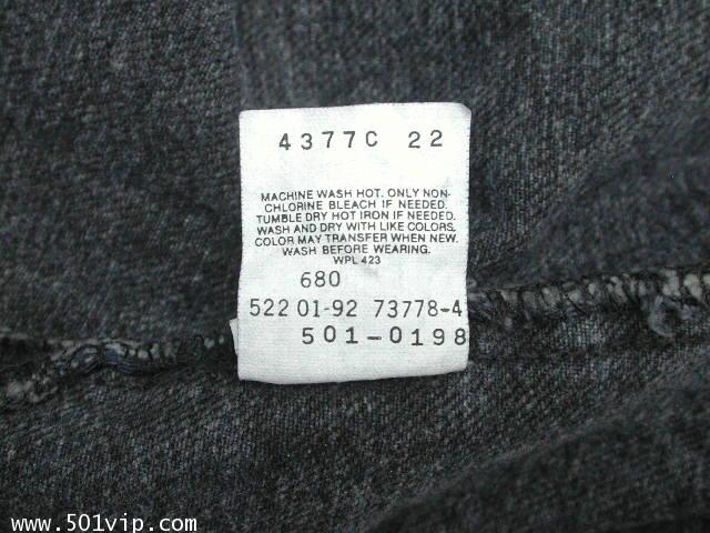 Used ลีวาย 501 ยีน สีดำ ฟอก USA ปี 1992  เอว 37 ยาว 31 .5 7