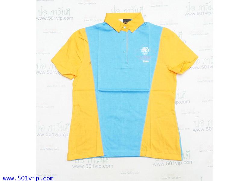 New เสื้อยืด โปโล ผู้หญิง ลีวาย ป้ายส้ม Olypic 1984 ผลิตปี 1984 ไซส M ญ