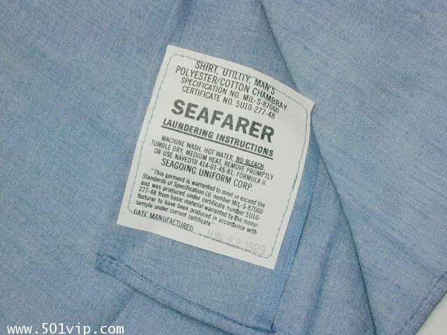 New shirt Seafarer ผ้าบาง chambray USA ปี 1989 ไซส M 7