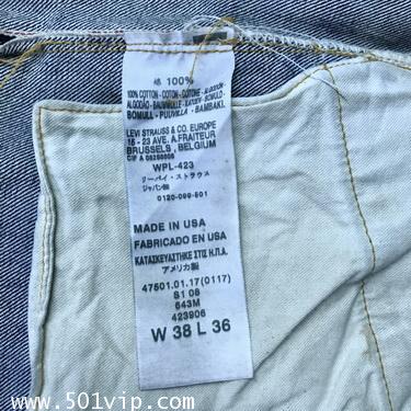 Used levi ย้อนยุครุ่นปี 1947 BIG E 501 XX USA ปี 2008 เอว 37 ยาว 34 6