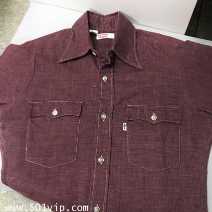 Used shirt ลีวาย Chambray สีดำ 60665 0488 USA ปี 1975 ไซส S 2