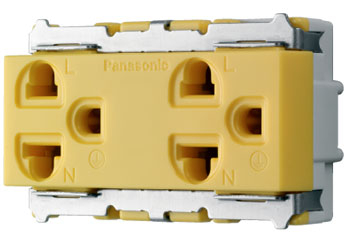 ปลั๊กคู่มีกราวด์ สีเหลือง WNG15923-7Y Panasonic
