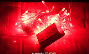 ไฟหยดน้ำ ไฟ LED 100หัว กระพริบได้ สีแดง ยาว8เมตร