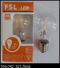 หลอดแอลอีดี เอดิสัน 4วัตต์  แสงวอร์มไวท์  FSL  LED  รับประกัน2ปี