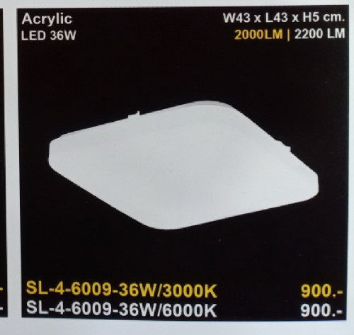 โคมเพดานเหลี่ยม SL6009 แสงขาว พร้อมหลอดLED 36วัีตต์ 