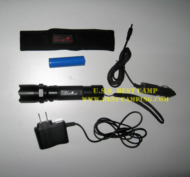 ไฟฉาย UtraFire 30 W CREE (3 Step)+ถ่าน+ชาร์ทไฟบ้าน+ชาร์ทรถยนต์ 3