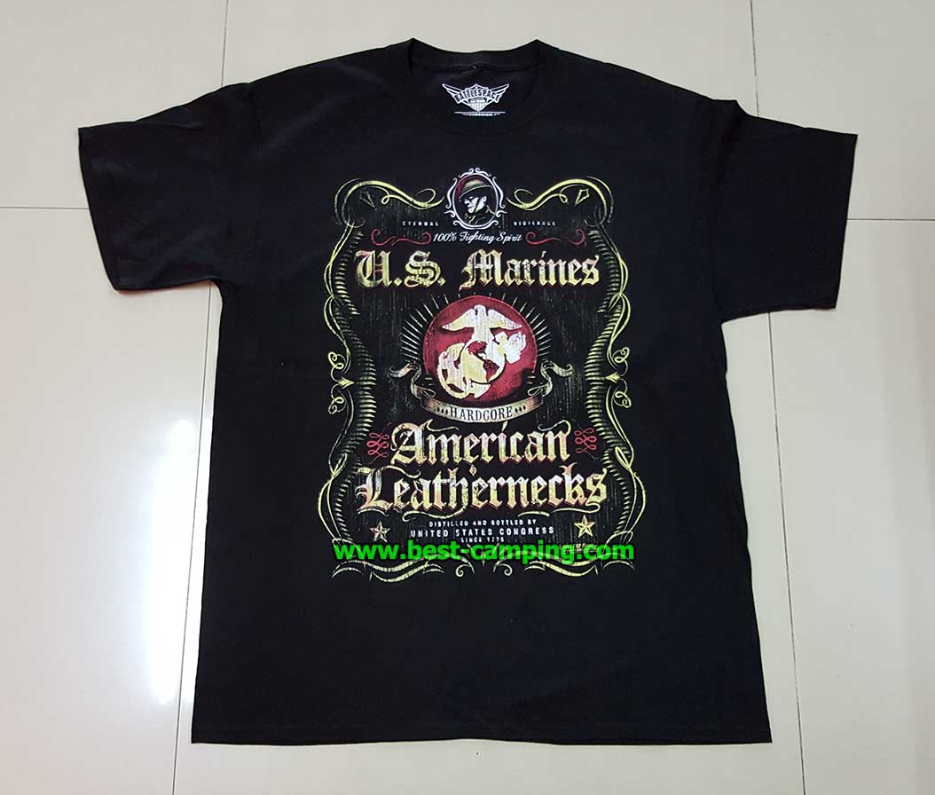 เสื้อยืด  T-Shirt ,Battle Space ลาย U.S. MARINES AMERICAN LEATHERNEBS