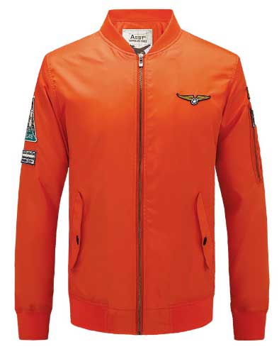 เสื้อแจ็คเก็ตนักบิน ASSTseries สีส้ม, Jacket Military Army Ma1 Orange Flight Clothing M348,2016