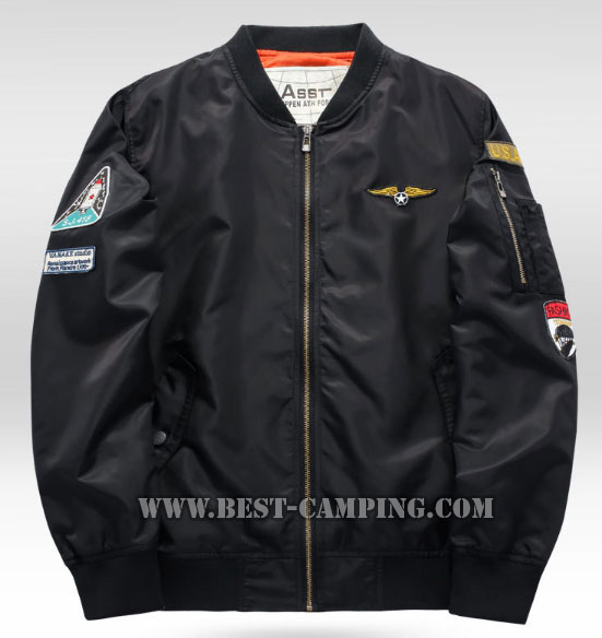 เสื้อแจ็คเก็ตนักบิน ASSTseries สีดำ, Jacket Military Army Ma1 Black Flight Clothing M348,2016 1