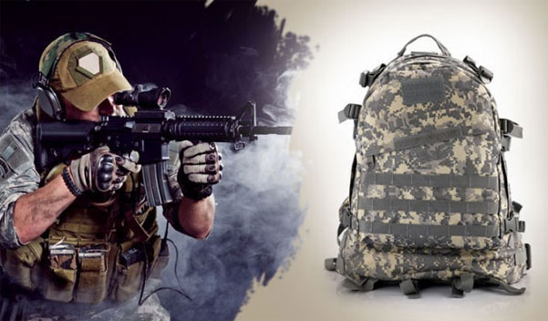 เป้ทหาร 3D,กระเป๋าเป้เดินทางท่องเที่ยว,สีน้ำตาล 4