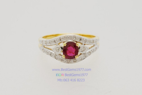 RA299 แหวนทับทิม ล้อมเพชร 2