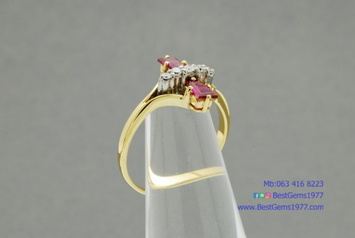 RA302 แหวนทับทิบ ตัวเรือนทอง ฝังเพชร 3