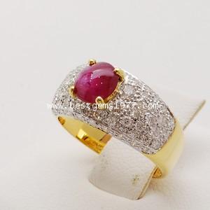 RA034 แหวนทับทิมหลังเบี้ย ประดับเพชร 1