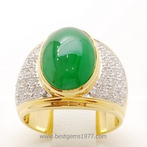 RM143แหวนหยกพม่า+เพชร