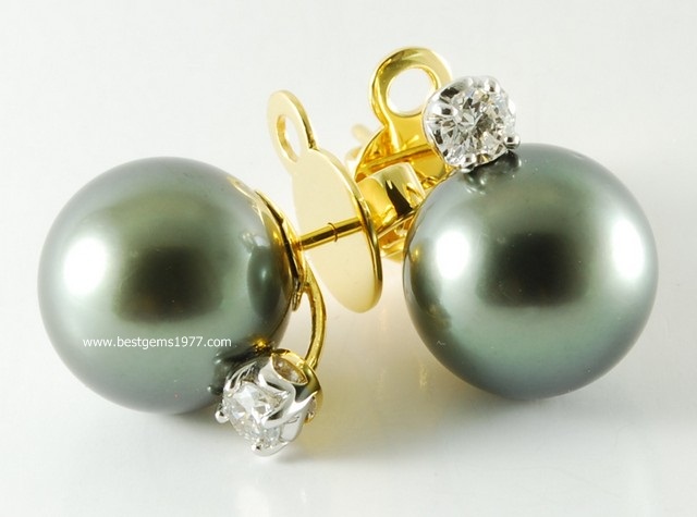 0120312 N/I งานตัวเรือนต่างหูมุกsouth sea + เพชร