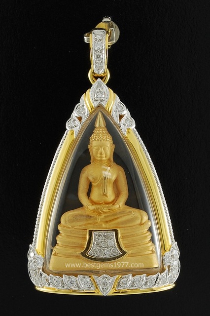 BD1128 ตัวอย่างตลับกันน้ำ บรรจุรูปหล่อหลวงพ่อโสธร ฝังเพชร