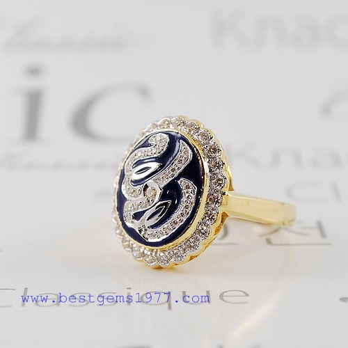 013021901 BE แหวนตัวอักษร ลงยาล้อมเพชร