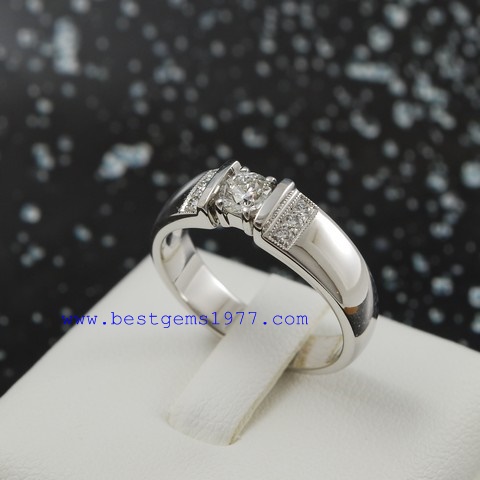 0140216 BBn แหวนเพชรสั่งทำตัวเรือนทองชุบขาว