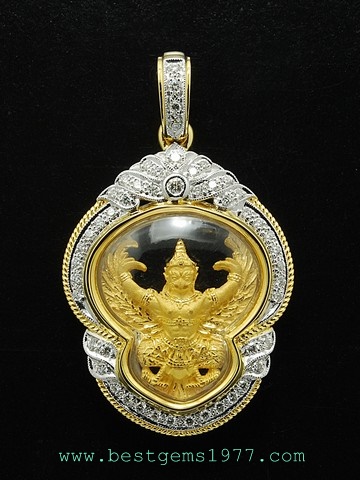 M789-1255/R ครุฑทองคำ 99.9 รุ่นมหาเศรษฐี ในตลับกันน้ำล้อมเพชร