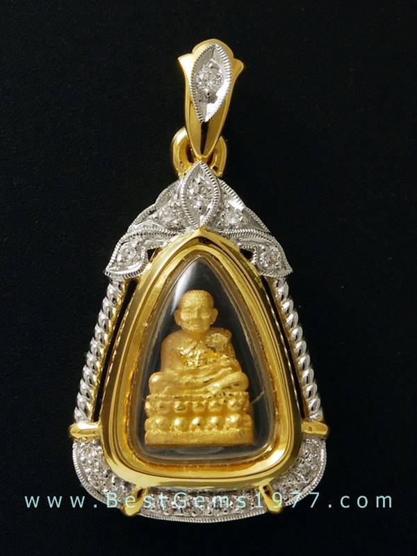 M615-2193/S หลวงพ่อทวดองค์ทองคำ พร้อมกรอบฝังเพชร