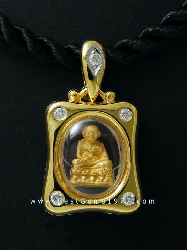 M620-1318/S หลวงพ่อทวดลอยองค์เนื้อทองคำ ในกรอบทองกันน้ำ