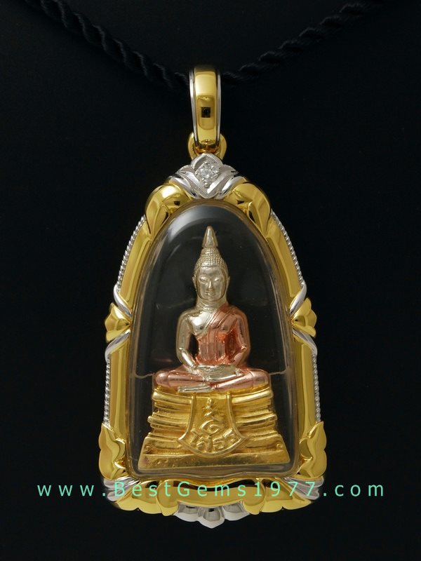 M631-14854/EE หลวงพ่อโสธรประวัติศาสตร์กรมตำรวจ80ปี 3กษัตริย์ พิมพ์ใหญ่ (บล๊อคทองคำ) พร้อมตลับทองฝังเ