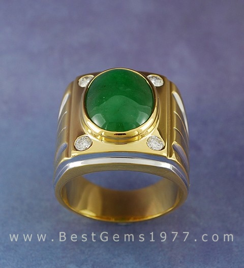 RA272 แหวนหยกพม่า ฝังเพชร 4มุม 1