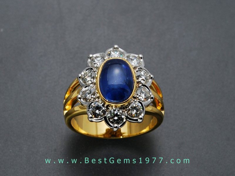 RM293 แหวนไพลินสตาร์ (พม่า ยังไม่เผา) ล้อมเพชร 1