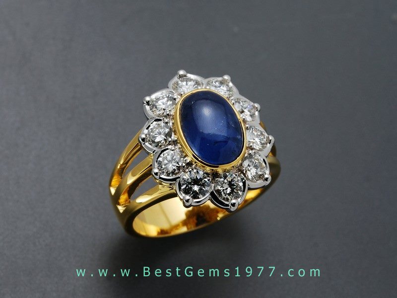 RM293 แหวนไพลินสตาร์ (พม่า ยังไม่เผา) ล้อมเพชร 2