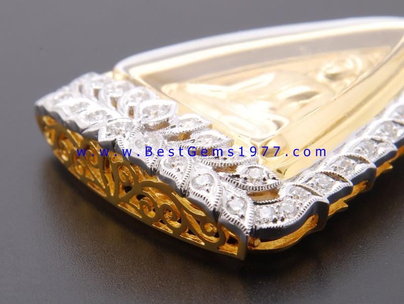 M787-2739BE เหรียญทองคำ สมเด็จนางพญาคุณากร ญสส. ปี 2532 บรรจุในกรอบทองล้อมเพชร 5