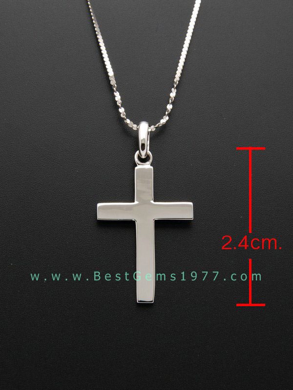 จี้ไม้กางเขนทองขาวแท้ 18K(750)งานอิตาลี (ไม่รวมสร้อย)