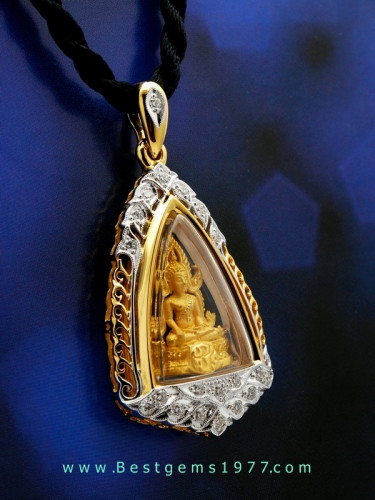 0220416D/E กรอบสั่งทำสำหรับบรรจุพระพุทธชินราช ภปร.พิมพ์เล็ก ฝังเพชรเบลเยี่ยมแท้ 1