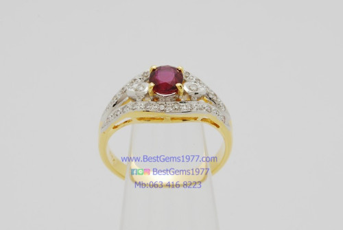 RA299 แหวนทับทิม ล้อมเพชร