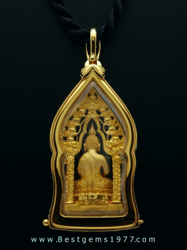 0220125BB งานกรอบรับสั่งทำสำหรับบรรจุพระนิรันตราย 2กษัตริย์เนื้อทองคำ กันน้ำ ฝังเพชร 2