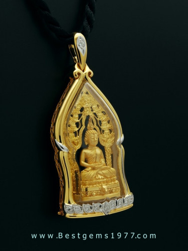 0220125BB งานกรอบรับสั่งทำสำหรับบรรจุพระนิรันตราย 2กษัตริย์เนื้อทองคำ กันน้ำ ฝังเพชร 1