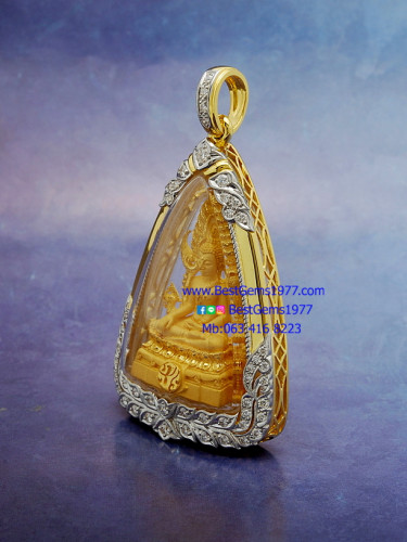 0250428BR งานกรอบกันน้ำสั่งทำสำหรับบรรจุพระพุทธชินราช ฝังเพชรแท้ 1